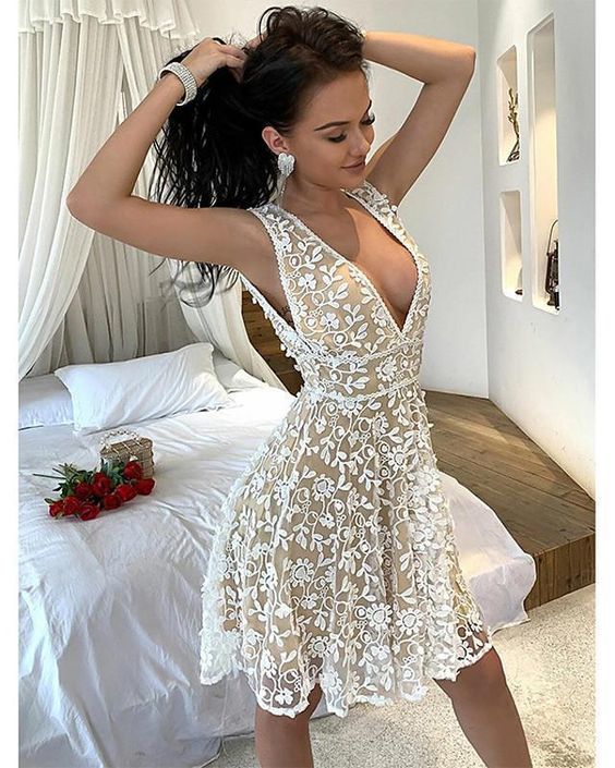 Women's A-Line Dress Knee Length Dress Sleeveless Lace Homeocming Dress cg22578