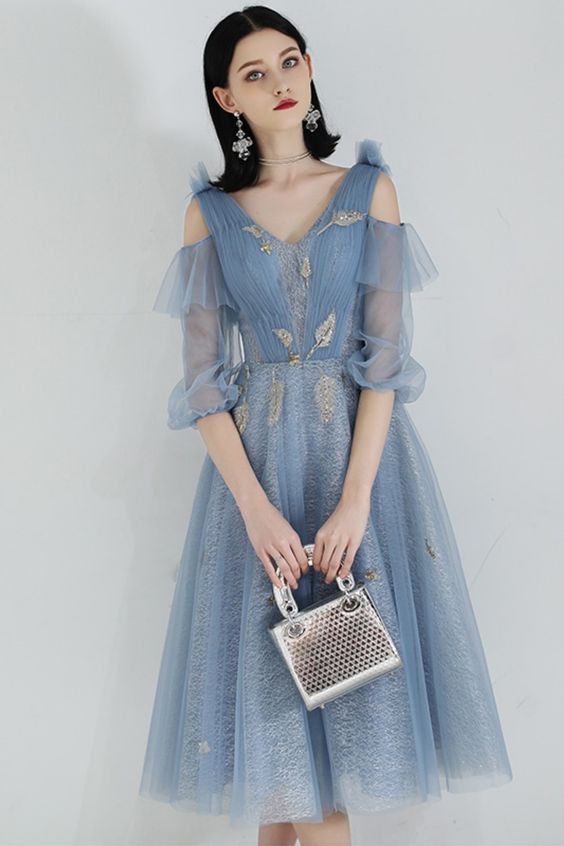 Dusty Blue Homecoming Dress cg22634