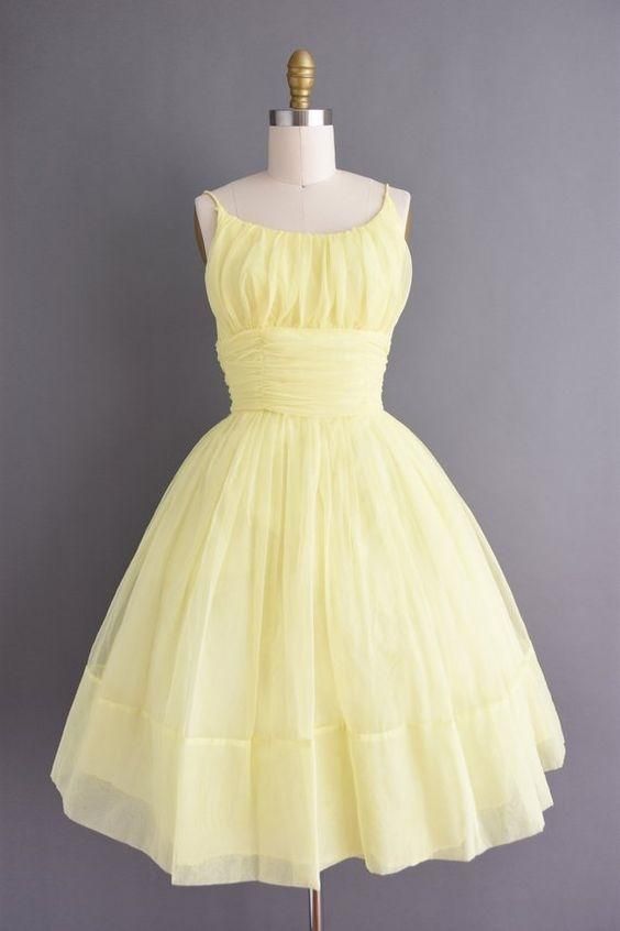 Vintage Short Yellow Chiffon Homecoming Dress cg22693