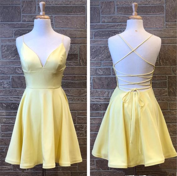 Yellow Short Homecoming Party Dress cg22747