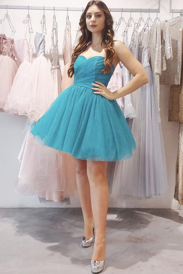 Blue tulle short A line Homecoming Dresses Simple A-Line Short Cocktail Dress cg22784
