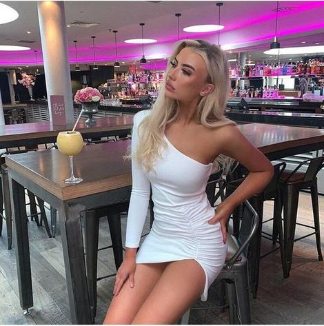 Fashion Women Sexy Bodycon Mini Dress Elegant Long Sleeve One Shoulder Slim Homecoming Dress cg22813