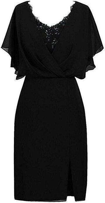 Black Sleeve Short Homecoming Dress Chiffon Formal Evening Party Gowns cg22831
