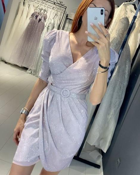 Simple V Neck Shiny Homecoming Dress cg22834