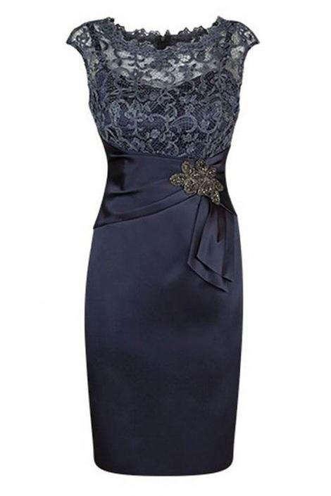 Short Sheath Navy Mother of Bride Dress with Lace Beading Homecoming Dress cg22844