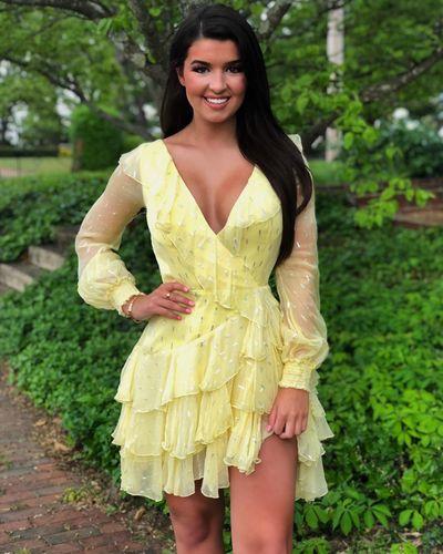 Long Sleeves Short Yellow Homecoming Dress cg22868