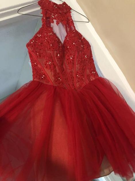 A-Line Short Homecoming Dress With Appliques cg22870