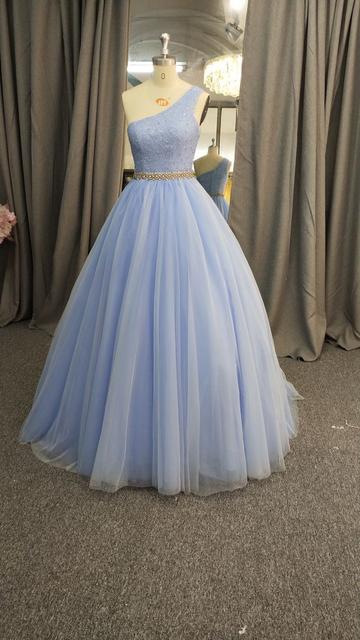 One Shoulder Blue Formal Prom Dress cg22887