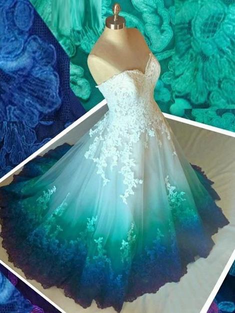 Beautiful Prom Dress A-line Sweetheart Ombre Lace Elegant Long Prom Dresses cg22898