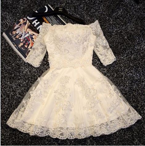 Lace Ivory Pretty Homecoming Dress,Sexy Party Dress,Charming Homecoming Dress cg22921