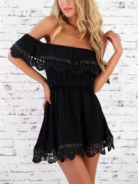 Casual Sexy Off The Shoulder Black Homecoming Dress cg22926