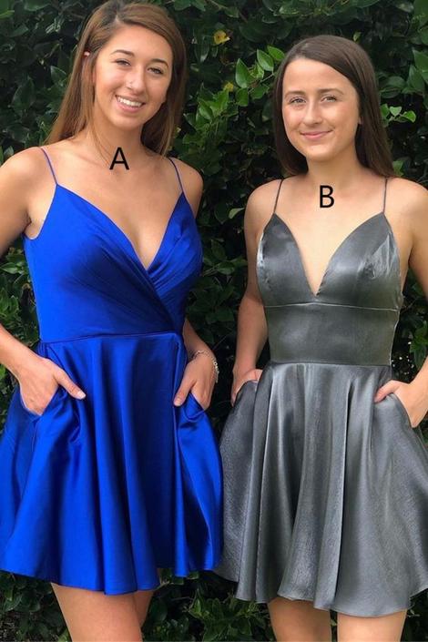 V Neck Straps Short Homecoming Dress cg22930