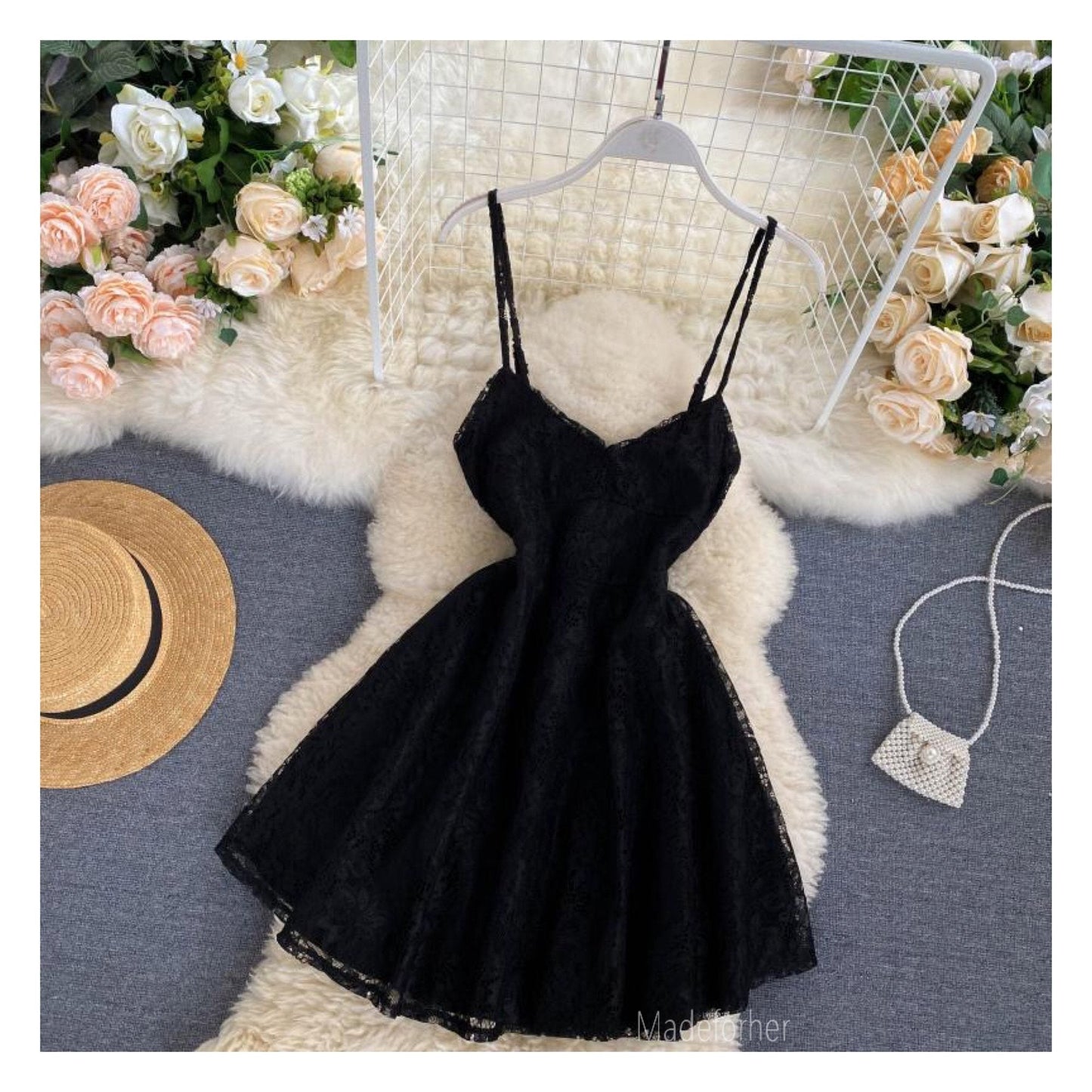 Black Short Homecoming Dress A Line Mini Dress cg22949