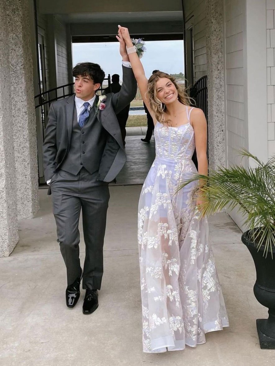 Light purple tulle lace long prom dress purple evening dress cg22971