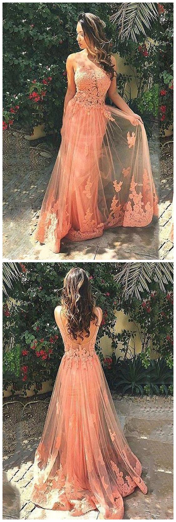 Scoop Mermaid Tulle Prom Dresses With Applique cg23081