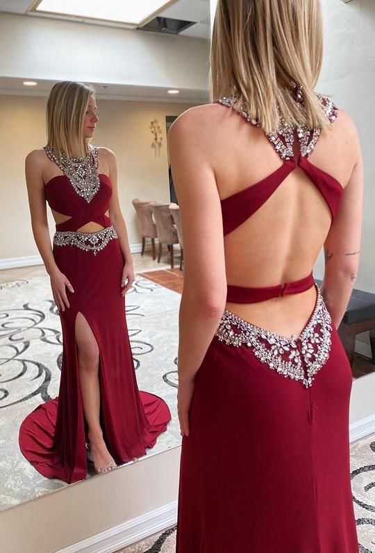 Long Prom Dress with Beading,Pageant Dance Dresses,Graduation School Party Gown cg23083
