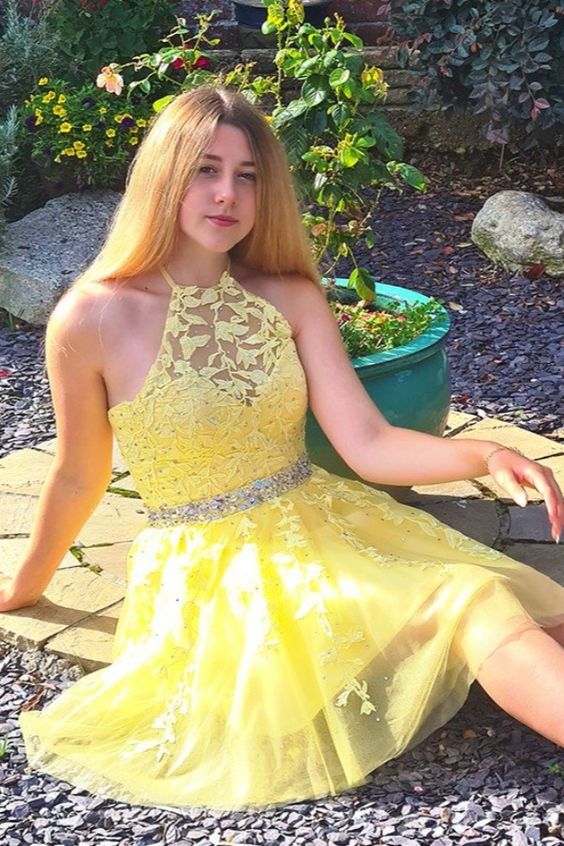 Princess Yellow Dress Homecoming Dress cg23125