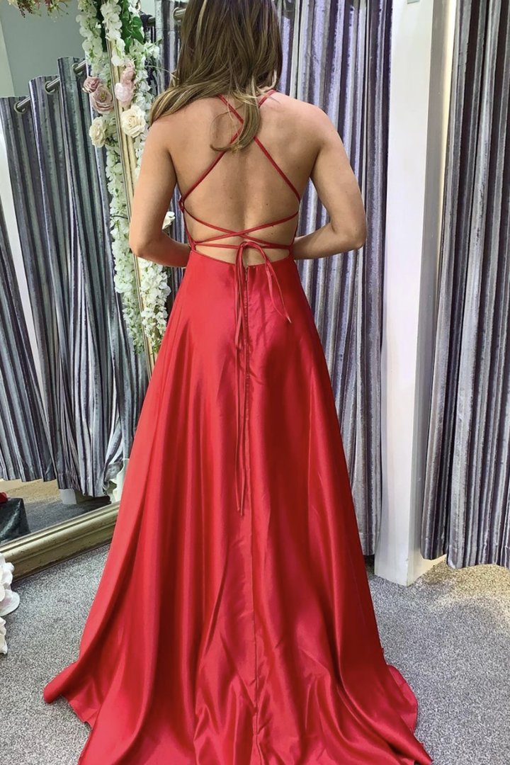 Simple satin long A line prom dress evening dress cg23130