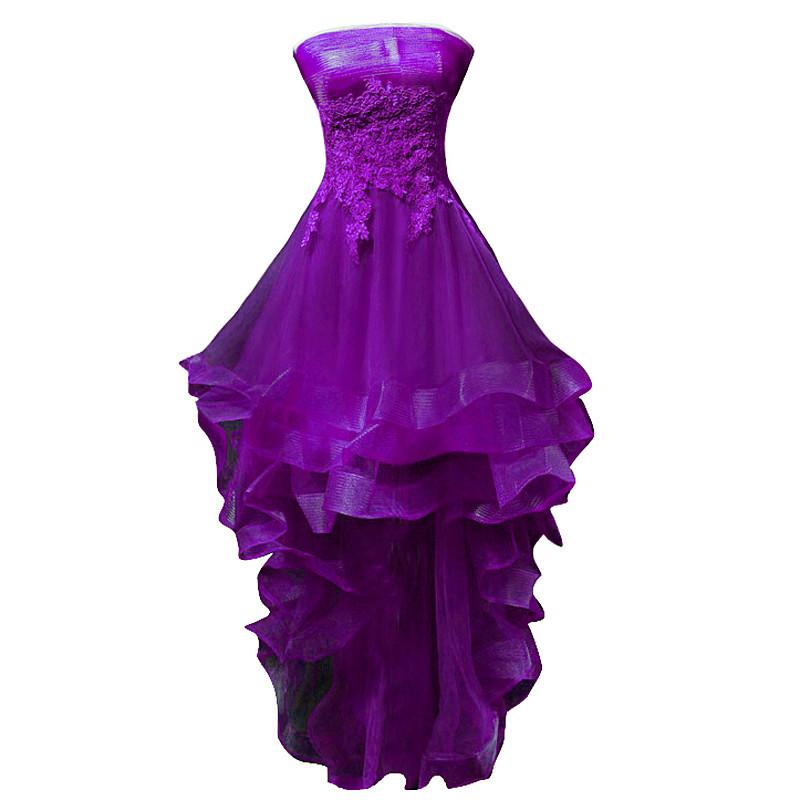 Purple Tulle With Lace High Low Party Dress Formal Dress, Purple Homecoming Dresses cg23135