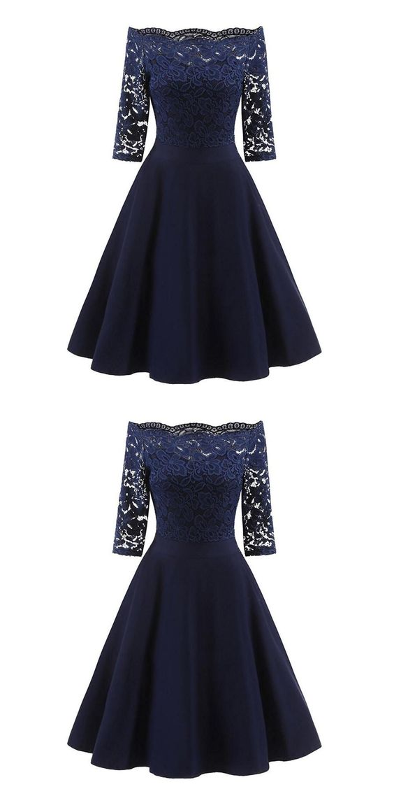 Perfect Navy Blue Homecoming Dress,Off The Shoulder Homecoming Dresses cg23148