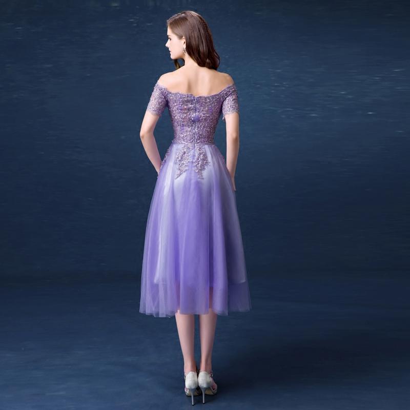 Lavender Tulle Short Lace Applique Beaded Off Shoulder Party Dress, Short Homecoming Dresses cg23216