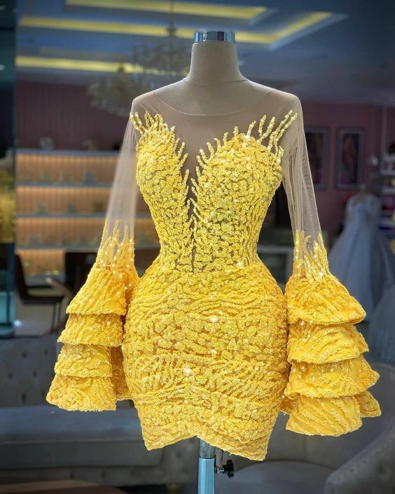 Yellow Homecoming Dress , Vintage Party Dresses cg23249