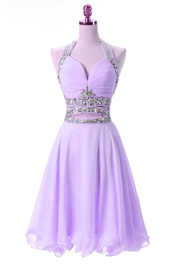Lovely Lavender Chiffon Knee Length Party Dresses, Cute Teen Formal Dress, Homecoming Dresses cg23338