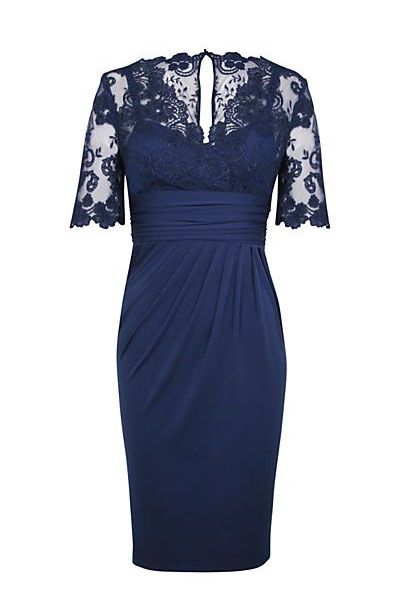 Eleagnt Short Sleeves Empire Navy Blue Short Mother of the Bride homecoming Dress cg23434
