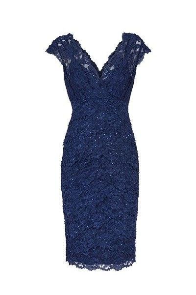 Sexy V Neck Navy Blue Lace Short Mother of the Bride Dress Homecoming Dress cg23435