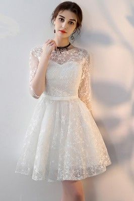 Little White Off Shoulder Short Homecoming Dress with Sleeves cg23535