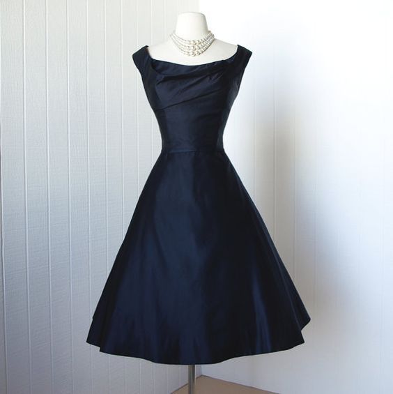 1950S Vintage Dress, Navy Blue Gowns, Mini Short Homecoming Dress cg23646