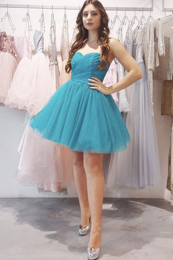 Blue tulle short A line homecoming dress fashion dress cg24151