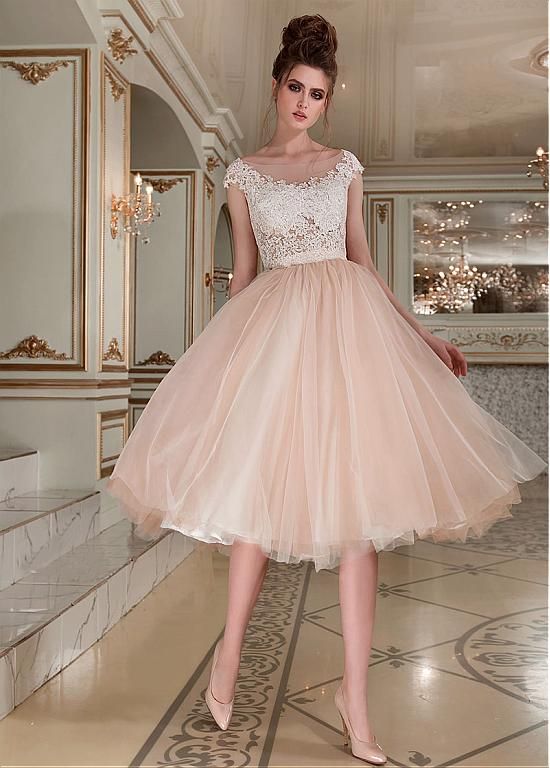 Fantastic Tulle Bateau Neckline Tea-length Ball Gown homecoming Dress With Beaded Lace Appliques cg2663