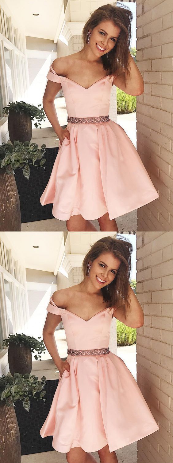 Short Pink Dress Homecoming Dress With Pockets cg322