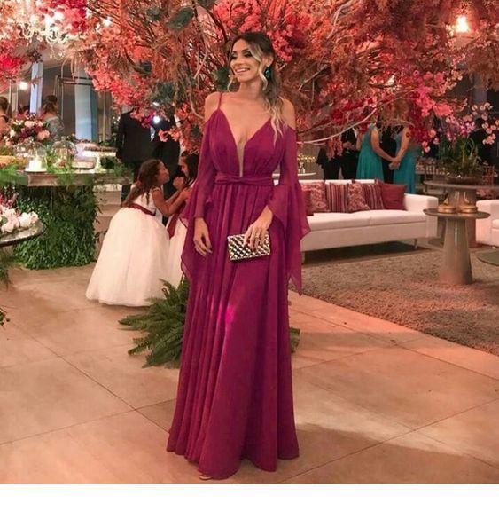 Amazing purple V-neck prom dress cg3237