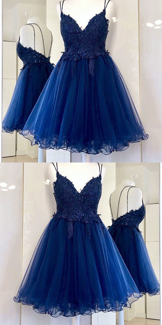 Charming Tulle Appliques Short Homecoming Dress, Backless Short Party Dress cg336