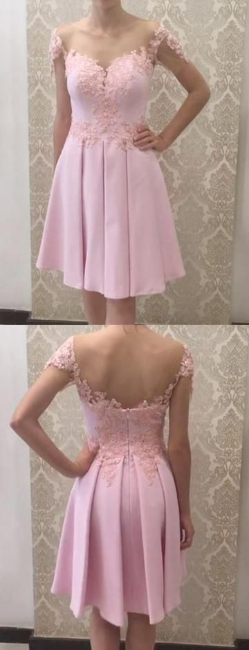 Glamorous A Line Off the Shoulder Pink Short Homecoming Dress cg3469