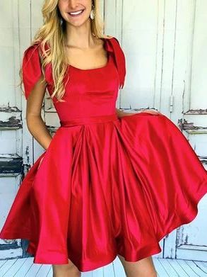 Simple Homecoming Dresses Scoop Aline Red Short Dress Cute Party Dress cg3518