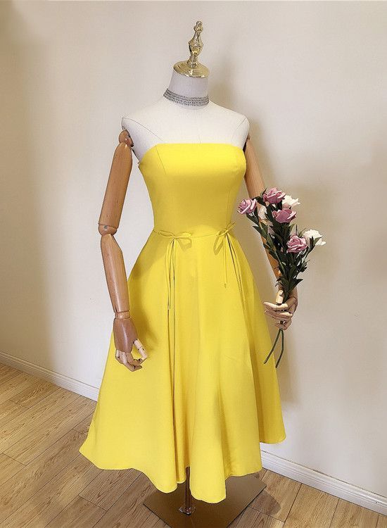 Cute Yellow Bridesmaid Dress, Short Dress, Homecoming Dress cg3729