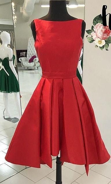 Knee Length Red Modest Homecoming Dress cg4032