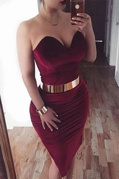 Sexy Burgundy Mermaid Short Homecoming Dresses Party Dress cg4449