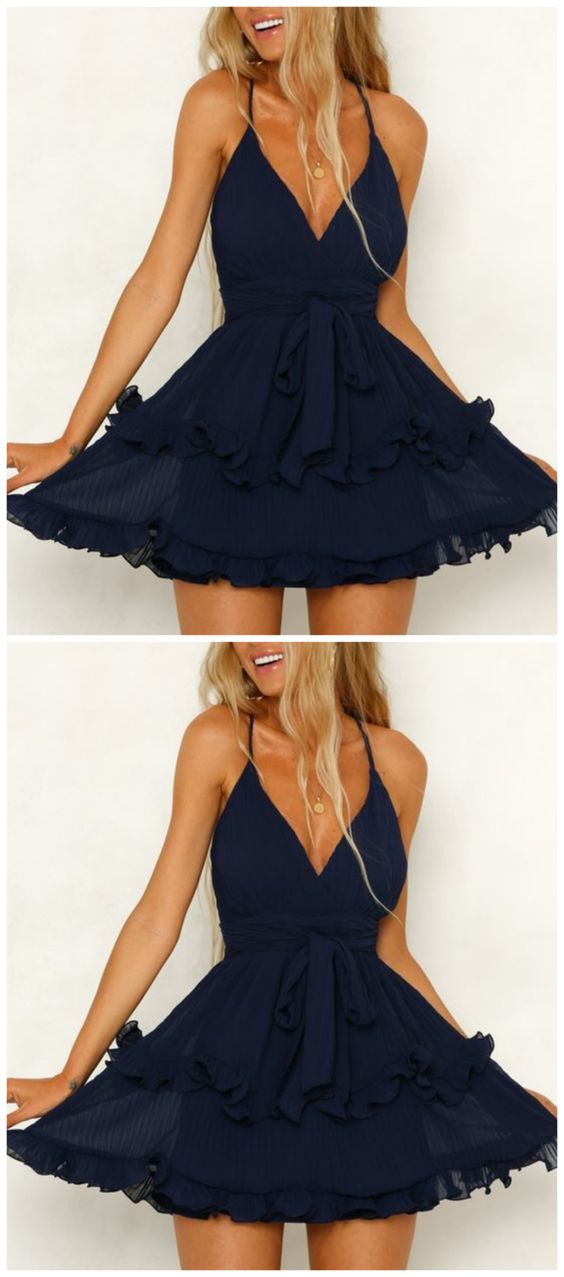 v neck navy homecoming dress cg5339