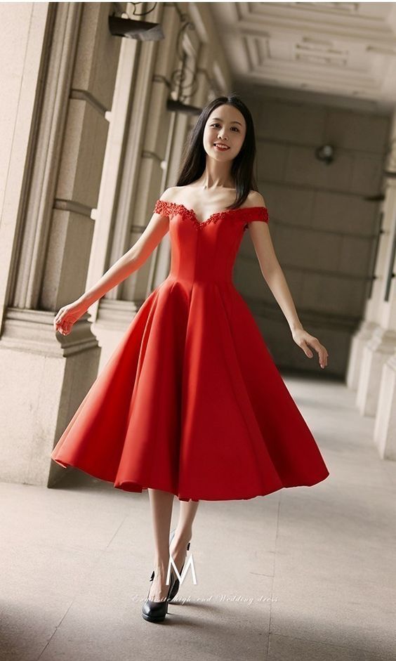 Charming Red Off Shoulder Homecoming Dress, Sexy Party Dresses, Red Graduation Dress cg5615