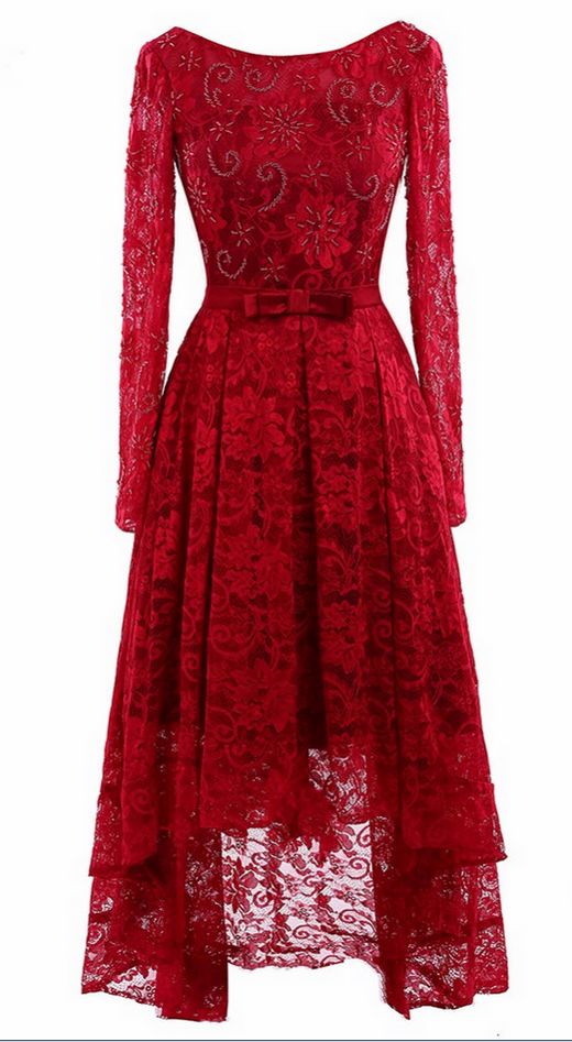 A-line Long Sleeve Burgundy Dresses long sleeve prom dresses cg5652