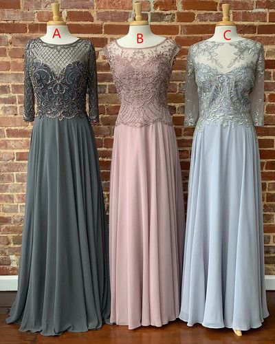 Scoop neck Chiffon Long Sleeve Evening prom Dress, Elegant Formal Gown cg5676