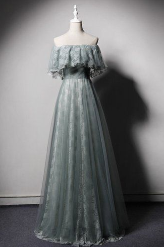 Green Lace Strapless Long A Line Senior Prom Dress, Evening Dress cg5689