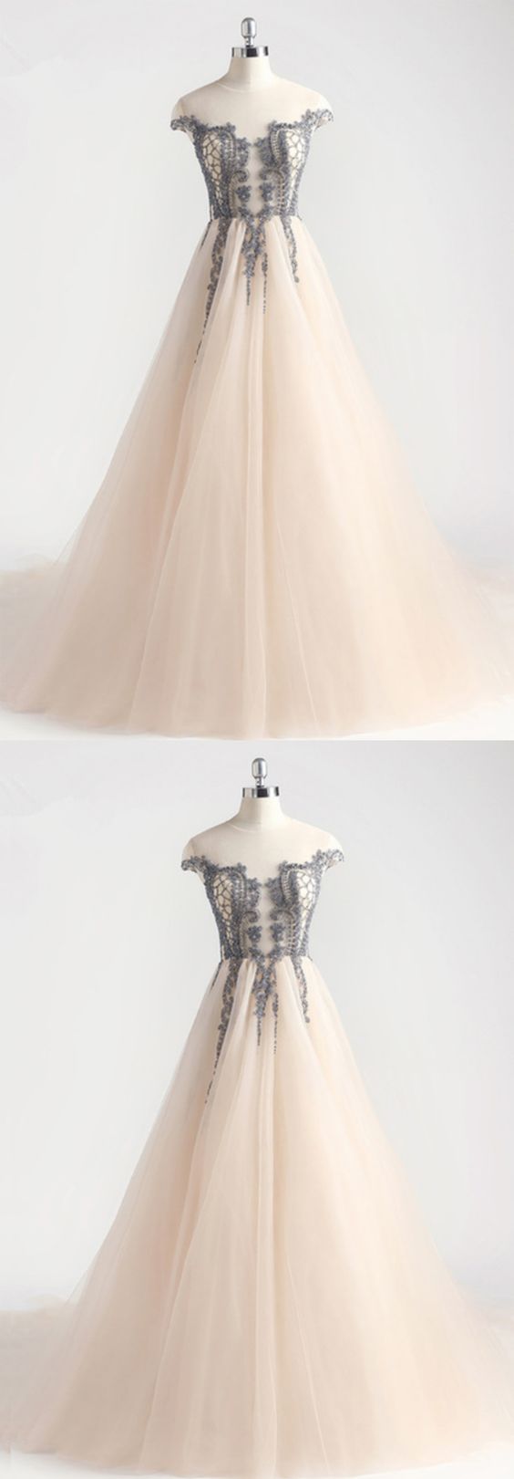 light champagne tulle long lace top sweet 16 prom dresses cg5699