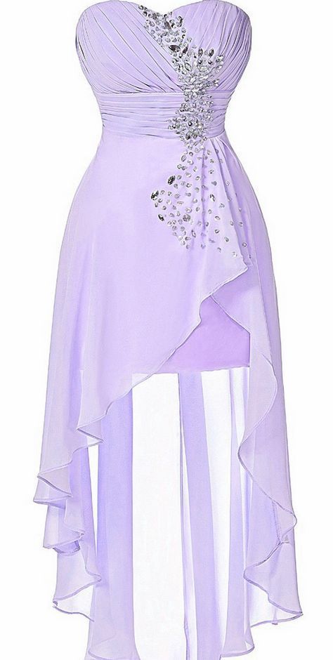 Lovely High Low Lavender Short Chiffon Sweetheart Prom Dresses cg5849