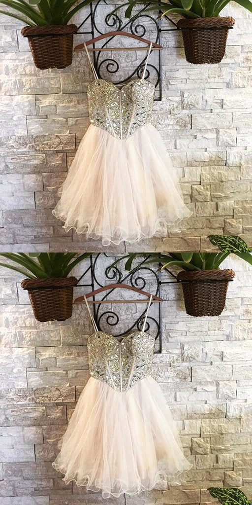 Sexy Sweetheart Homecoming Dresses With Beading,Spaghetti Straps Homecoming Dresses cg586