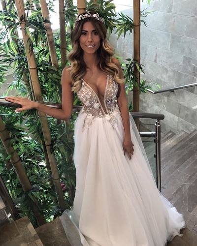 Charming Prom Dress, Sexy Prom Dress, Deep V Neck Evening Dress, Tulle Formal Dress cg5891